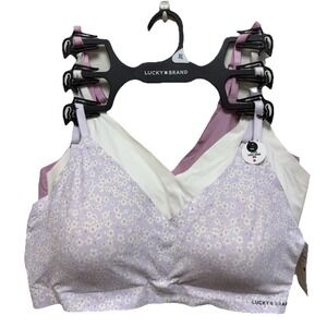 Lucky Brand 3 Pack Lounge Bra XL Floral Wireless Stretch Comfort NWT Minor Flaw
